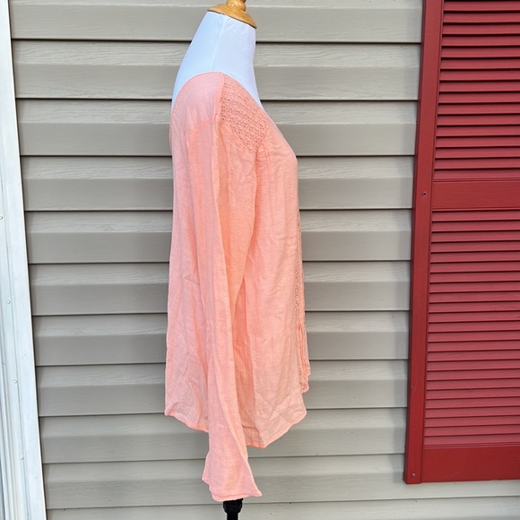 Volcom womens longsleeve scoop neck&back peach blouse - Picture 5 of 6